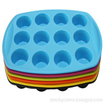 12-cavity Round Shaped Silicone Cupcake Pans, -40 to 230°C Temperature Range